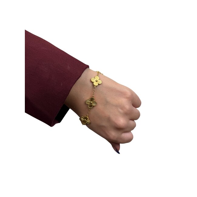 Clover Armband - Goudkleurig | 17+5 cm | Stainless Steel