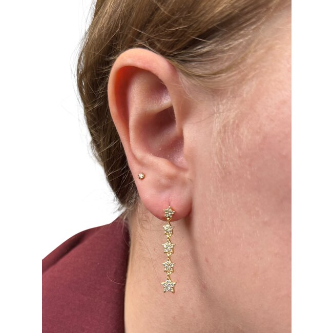 Oorhangers Sterren - Goudkleurig | 3,2 x 0,7 cm | 925 Zilver