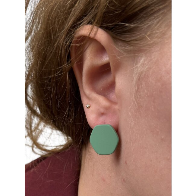 Clay Stud Oorbellen - Set #1 | Hexagon - Acryl | 1,8 x 1,8 cm