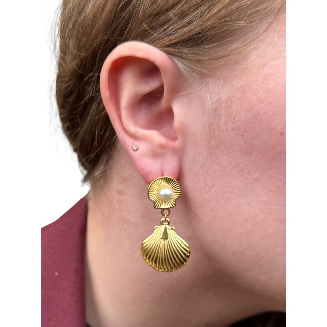 Ibiza Oorbellen - Shell #2 | Schelp Oorhangers | Stainless Steel