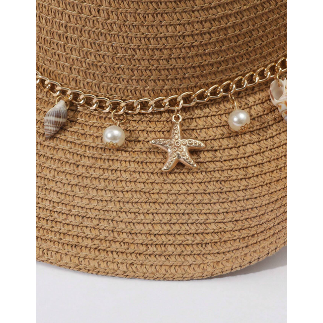 Strand Hoed Shells - Bruin | Verstelbaar | 55 - 58 cm