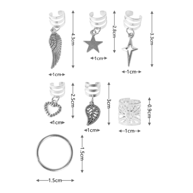 Set Haarbedels - Zilverkleurig | 35 stuks | Bijoux/Messing