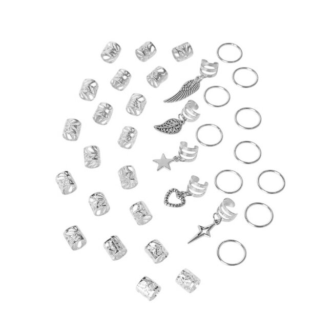 Set Haarbedels - Zilverkleurig | 35 stuks | Bijoux/Messing
