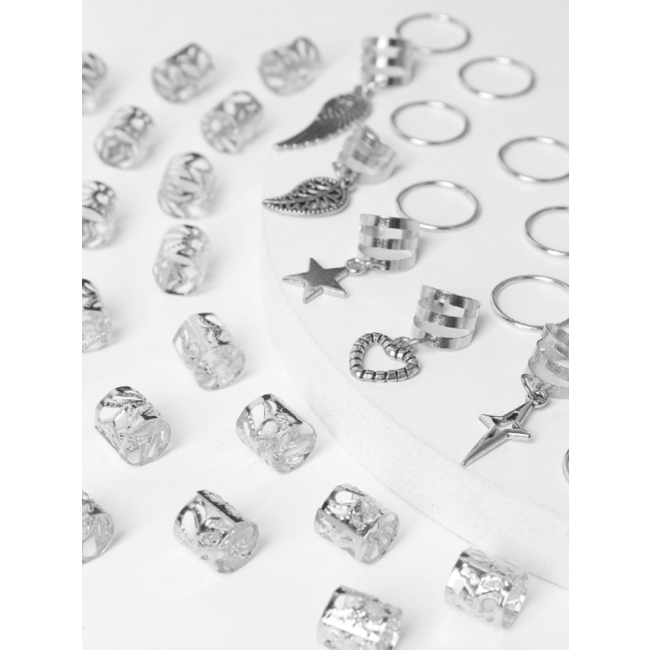 Set Haarbedels - Zilverkleurig | 35 stuks | Bijoux/Messing