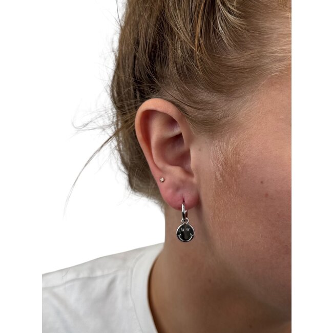 Smiley Oorringen - Zilverkleurig | 2 x 1 cm | Stainless Steel