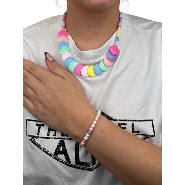Kinder Sieradenset: Ketting + Armband Rondje | Kunststof
