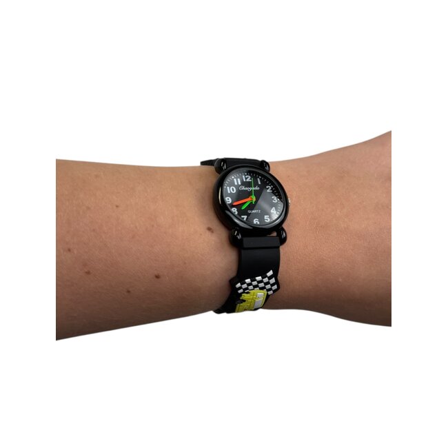 Kinder Horloge | Auto Zwart 3D | Siliconen