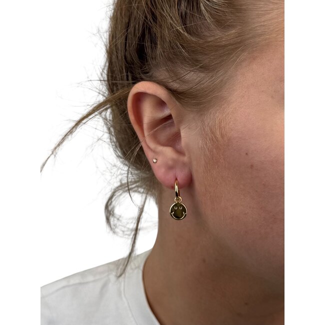 Smiley Oorringen - Goudkleurig | 2 x 1 cm | Stainless Steel