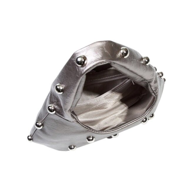 Metallic Stud Handtas - Zilver | 29 x 18 x 10 cm | Kunstleer