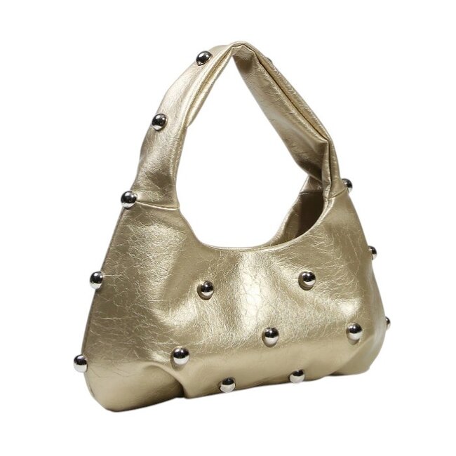 Metallic Stud Handtas - Goud | 29 x 18 x 10 cm | Kunstleer