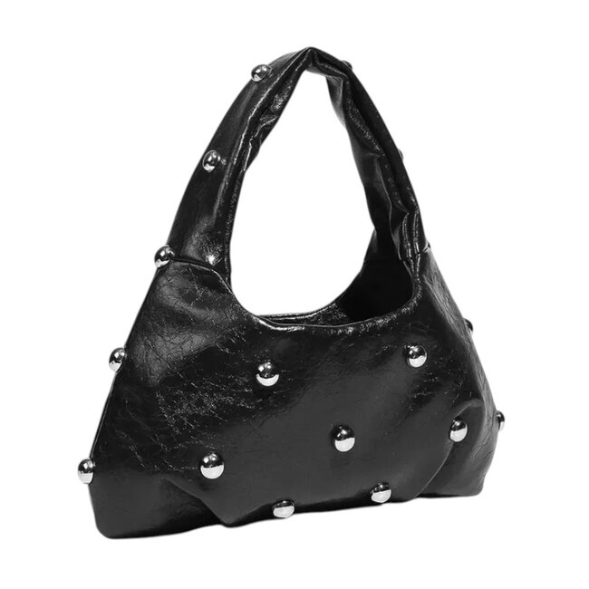 Metallic Stud Handtas - Zwart | 29 x 18 x 10 cm | Kunstleer