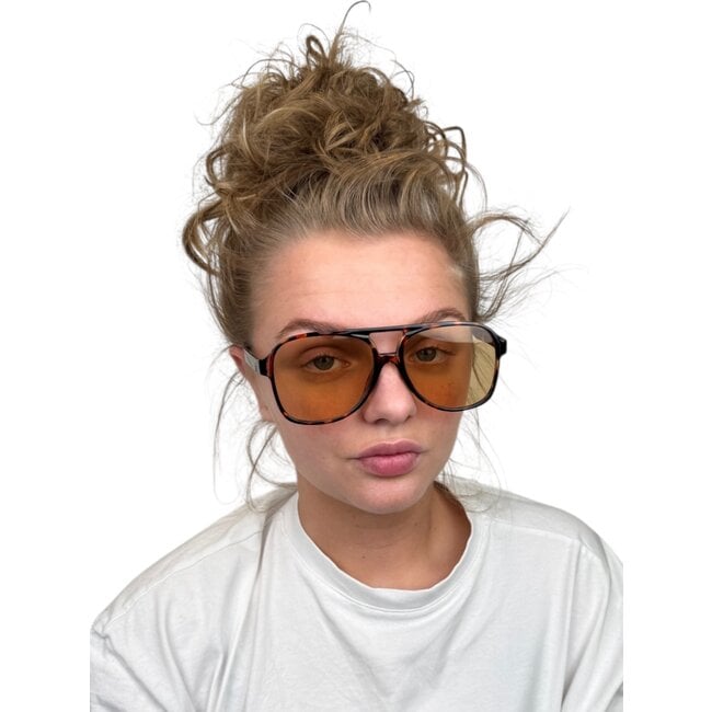 Retro Aviator Zonnebril - Luipaard/Bruin