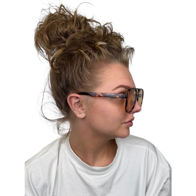 Retro Aviator Zonnebril - Luipaard/Bruin