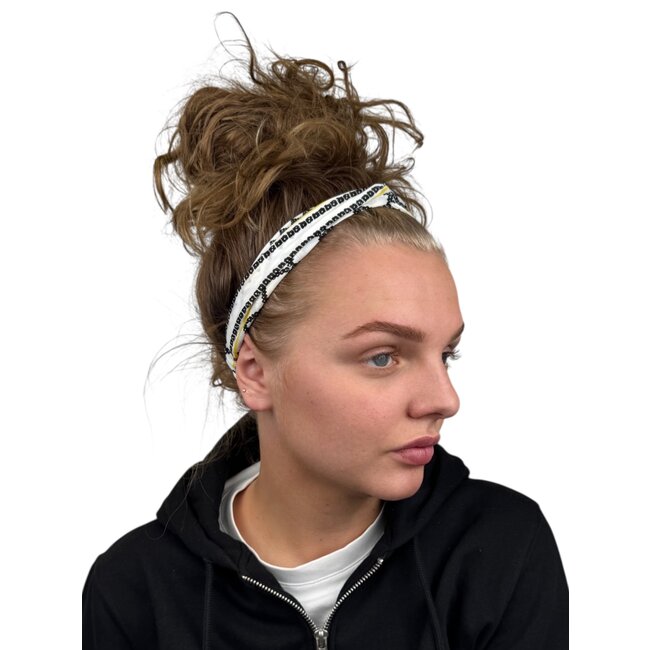 Haarband Print | Aztec Geel - Zwart - Wit | Elastische Bandana
