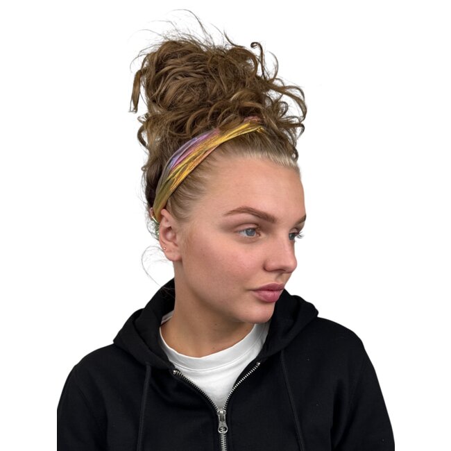 Metallic Cross Haarband / Hoofdband | Polyester | Regenboog / Rainbow