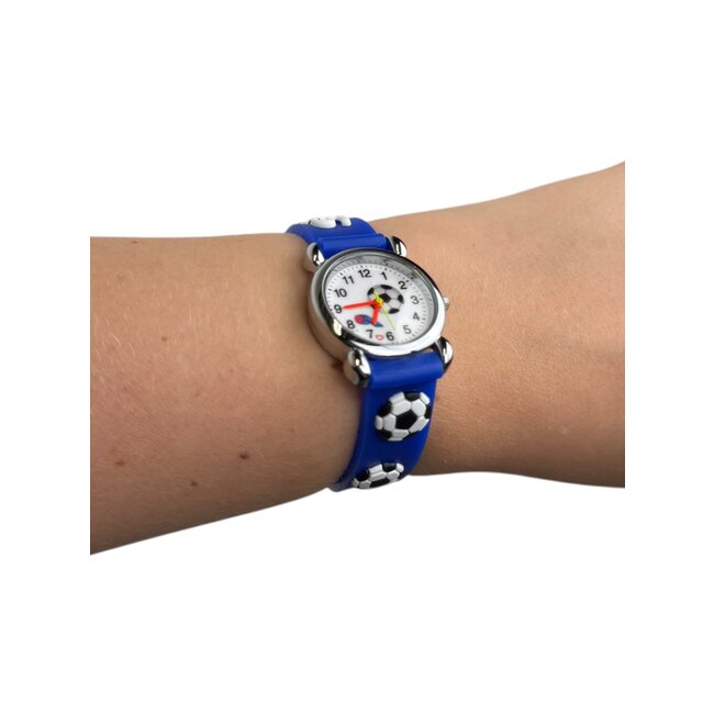 Kinder Horloge | 3D Voetbal / Soccer Blauw | Siliconen