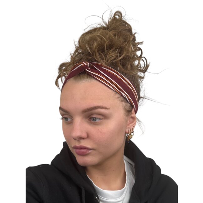 Haarband Print | Streep Rood - Oranje | Elastische Bandana