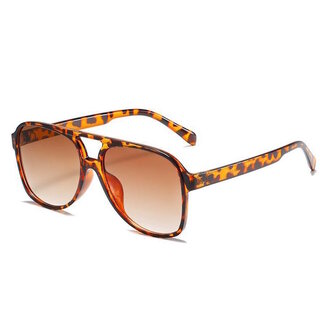 Fashion Favorite Retro Aviator Zonnebril - Luipaard/Bruin
