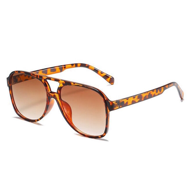 Retro Aviator Zonnebril - Luipaard/Bruin