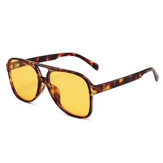 Fashion Favorite Retro Aviator Zonnebril - Luipaard/Geel