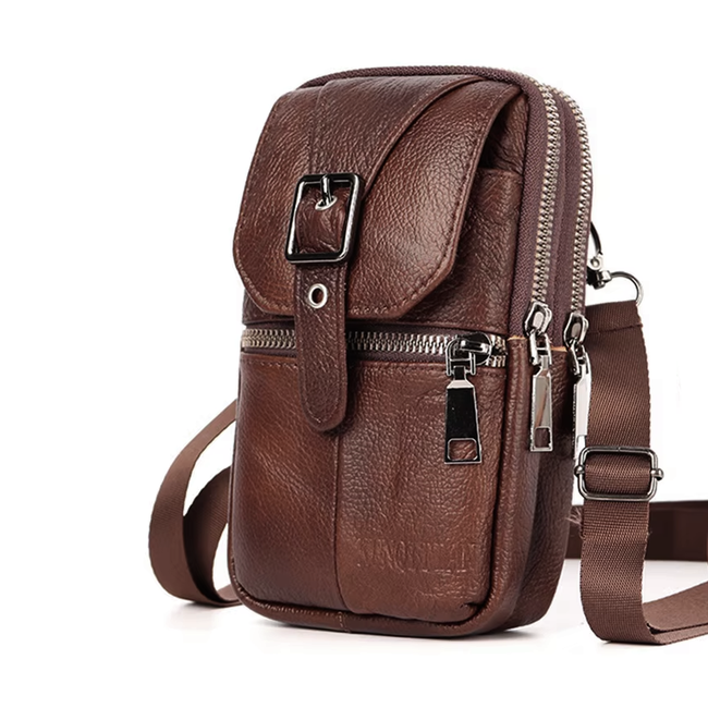 Telefoon Tasje - Donkerbruin | PU Leder | 19,5 x 12 x 5 cm