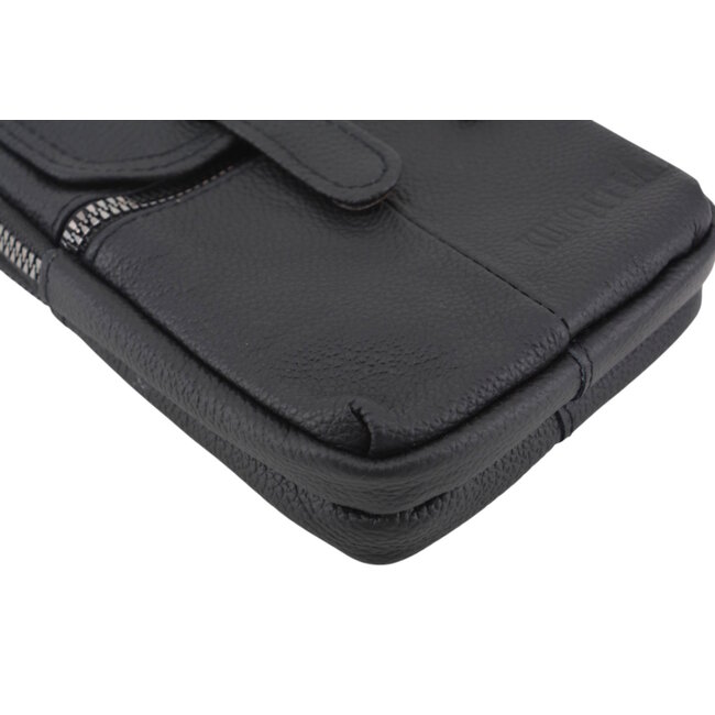 Telefoon Tasje - Zwart | PU Leder | 19,5 x 12 x 5 cm