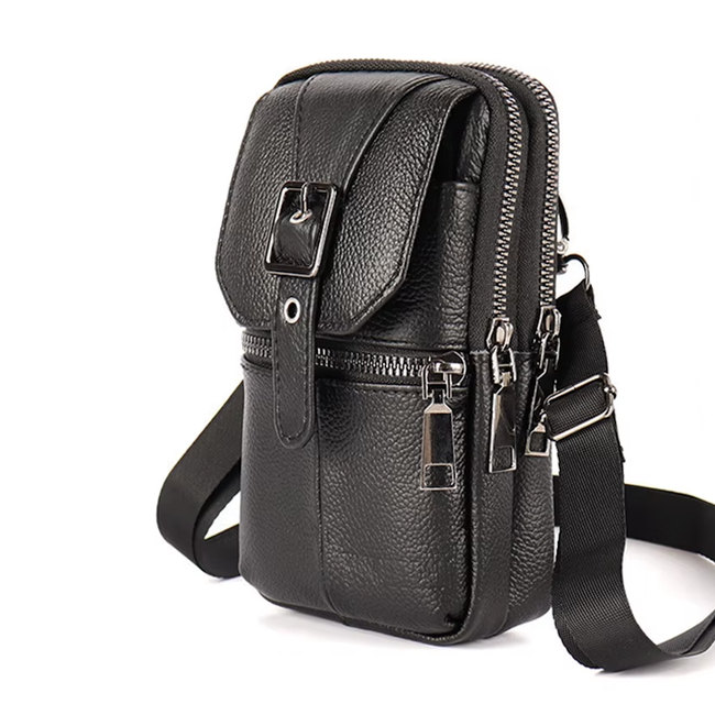 Telefoon Tasje - Zwart | PU Leder | 19,5 x 12 x 5 cm