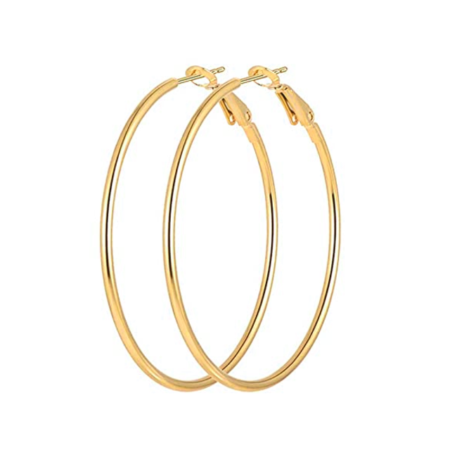 Oorringen 60 mm | Goudkleurig | Clipsluiting | Ronde Buis