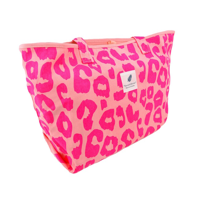 Shopper Leopard  - Neon Pink | 36 x 33 x 18 cm | Canvas/Katoen