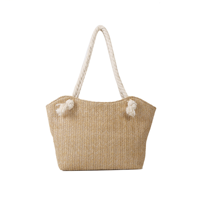 Raffia Shopper - Beige | 39 x 25 x 9 cm | Polyester