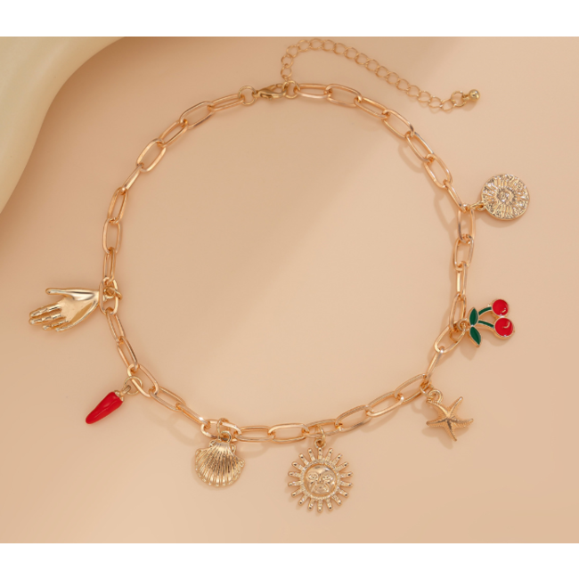 Bedel Ketting - Cherry Goudkleurig | 40 + 7 cm