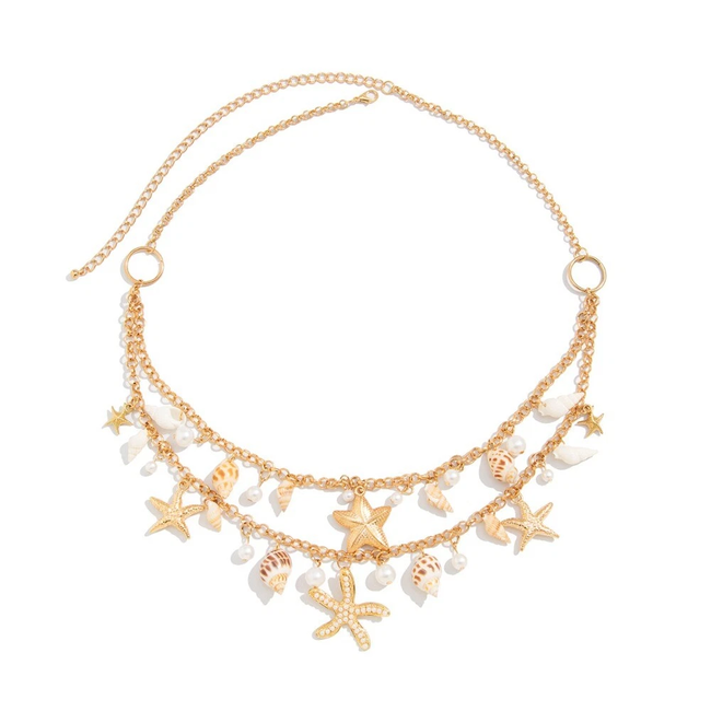 Belly Chain - Buikketting Starfish & Shells | 70 + 20 cm