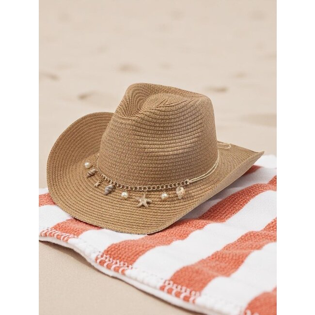 Strand Hoed Shells - Bruin | Verstelbaar | 55 - 58 cm
