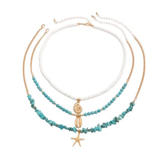 Fashion Favorite Sea Shell Ketting - Groen/Wit