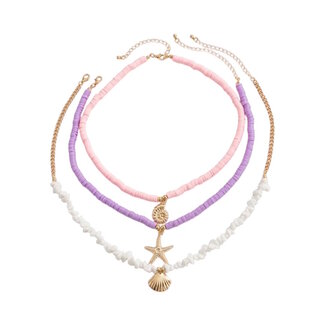 Fashion Favorite Sea Shell Ketting Set - Paars/Roze