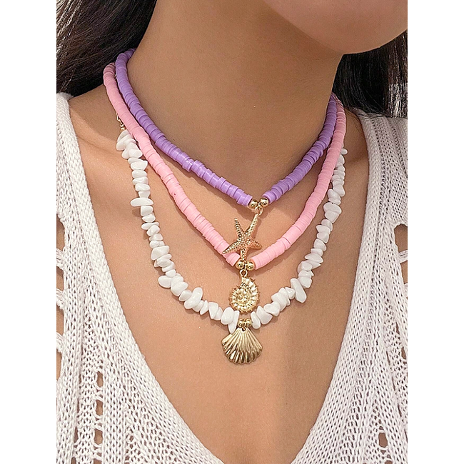 Sea Shell Ketting 3-delige Set - Paars/Roze