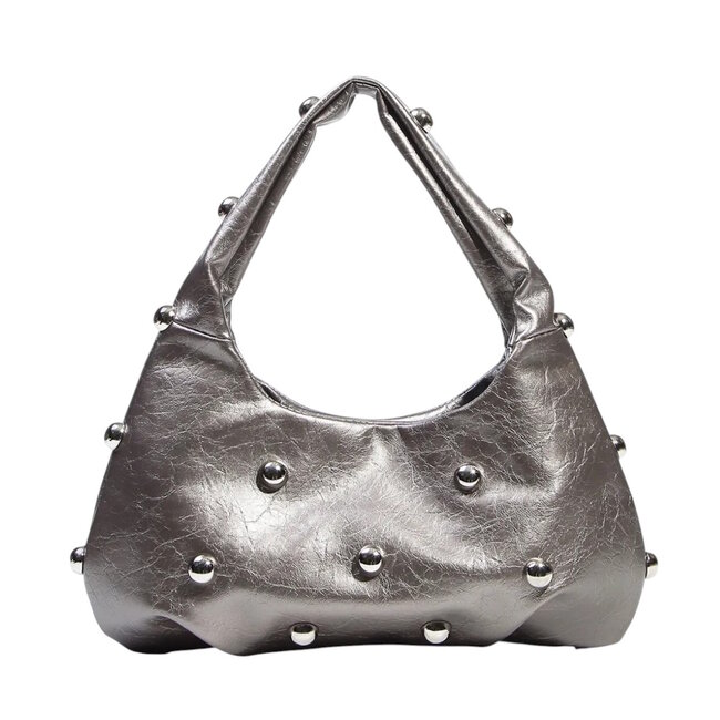Metallic Stud Handtas - Zilver | 29 x 18 x 10 cm | Kunstleer
