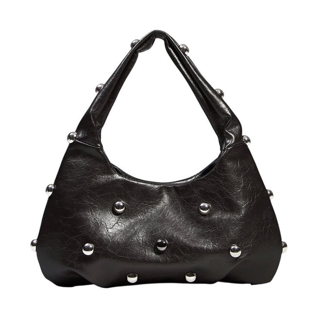 Metallic Stud Handtas - Zwart | 29 x 18 x 10 cm | Kunstleer