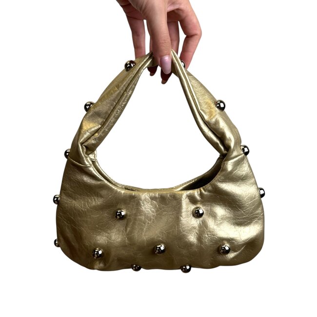 Metallic Stud Handtas - Goud | 29 x 18 x 10 cm | Kunstleer