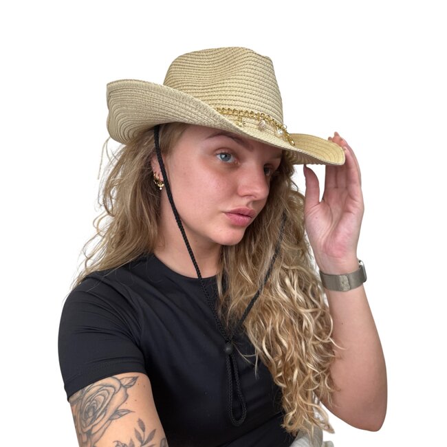 Strand Hoed Shells - Beige | Verstelbaar | 55 - 58 cm