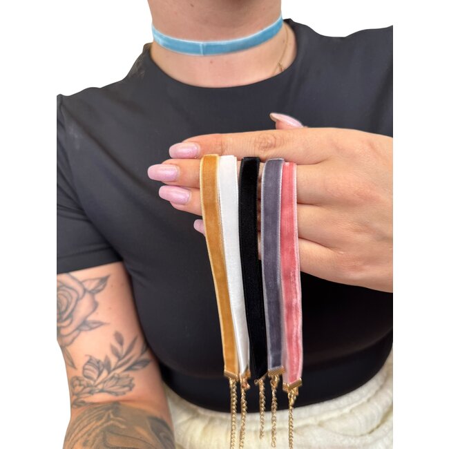 Velvet Choker Ketting #2 | Set van 6 stuks | 30 + 5 cm