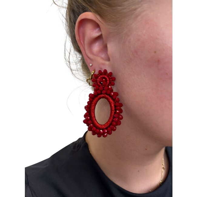 Bella Beads Oorbellen - Rood | 6,5 x 4 cm