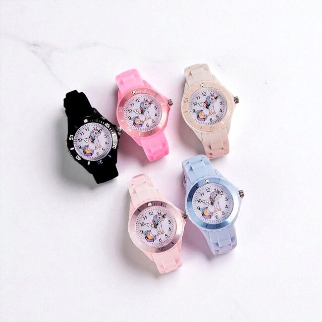 Kinderhorloge - Unicorn Zwart | Siliconen
