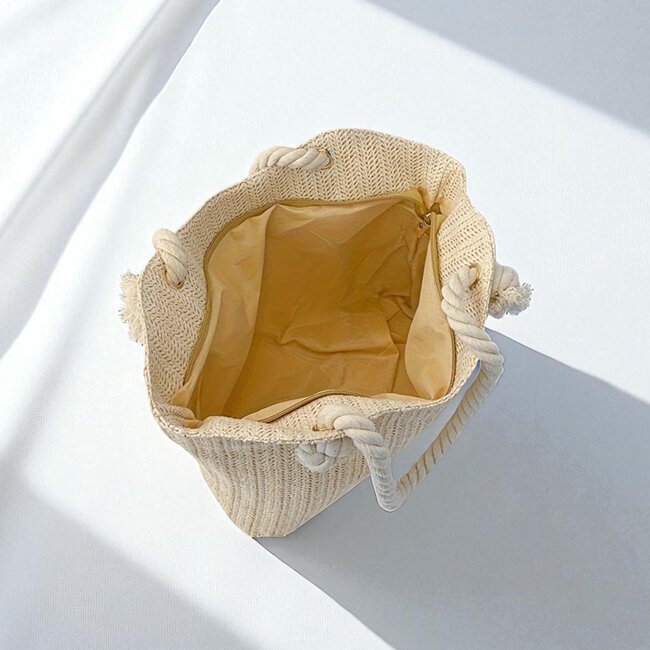 Raffia Shopper - Crème | 39 x 25 x 9 cm | Polyester