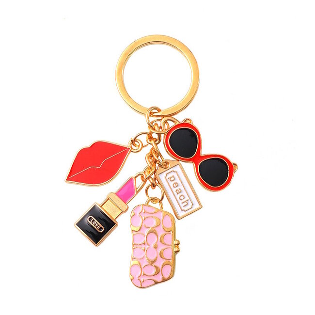 Sleutelhanger / Tashanger - Lips Rood | 9,5 x 3 cm | Metaal