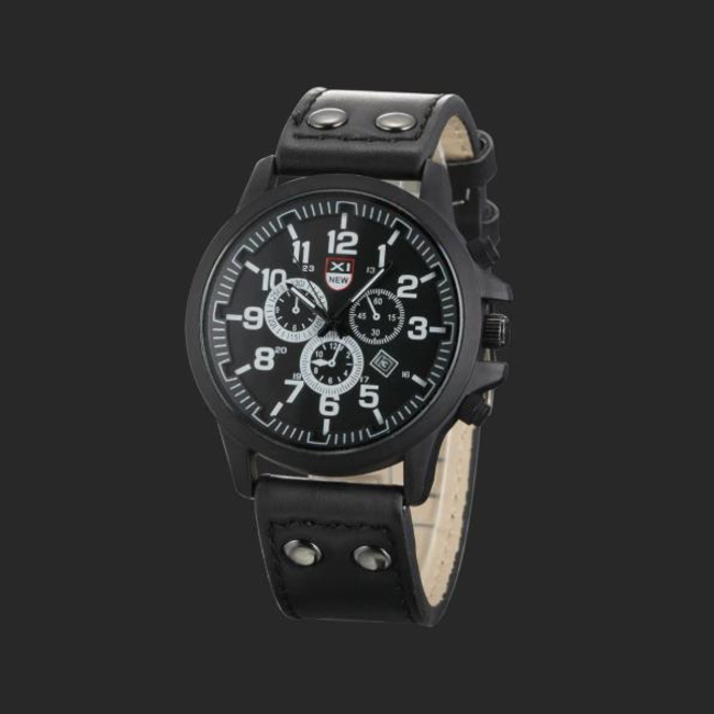 XI New Horloge - Zwart | Ø 40 mm | Kunstleder