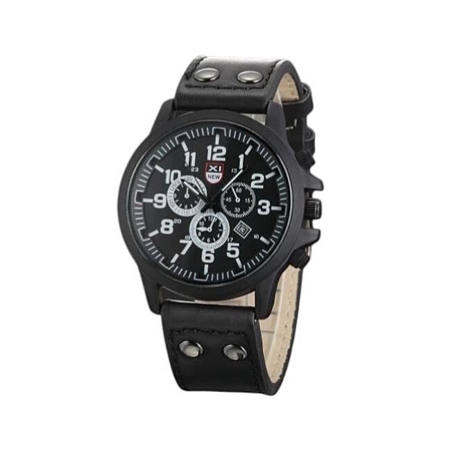 XI New Horloge - Zwart | Ø 40 mm | Kunstleder