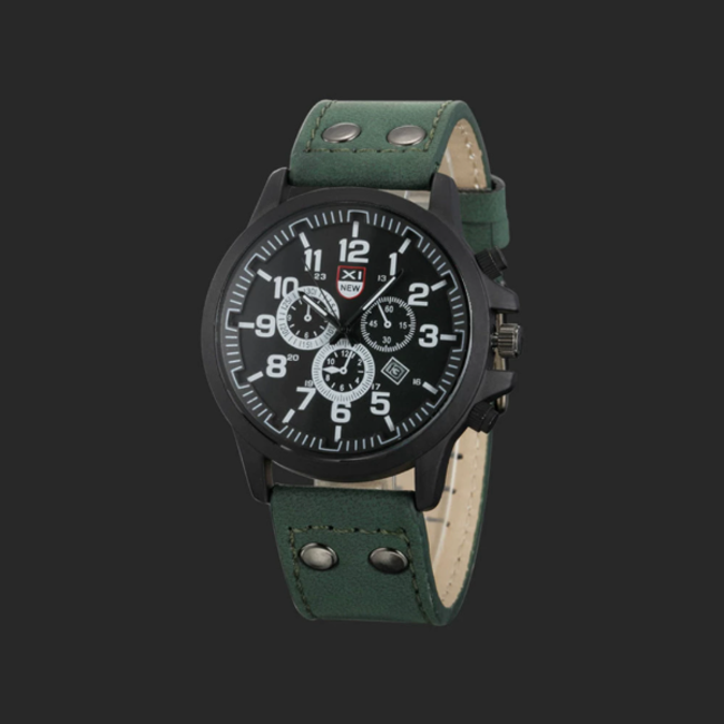 XI New Horloge - Groen | Ø 40 mm | Kunstleder