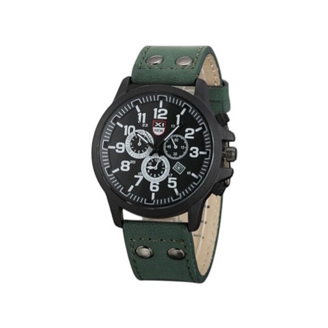 XI New Horloge - Groen | Ø 40 mm | Kunstleder