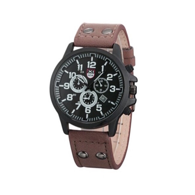 XI New Horloge - Bruin | Ø 40 mm | Kunstleder